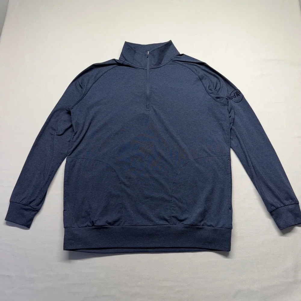 Hard Rock TravisMathew Quarter Zip Pullover Mens M Blue Golf Stretch Pockets